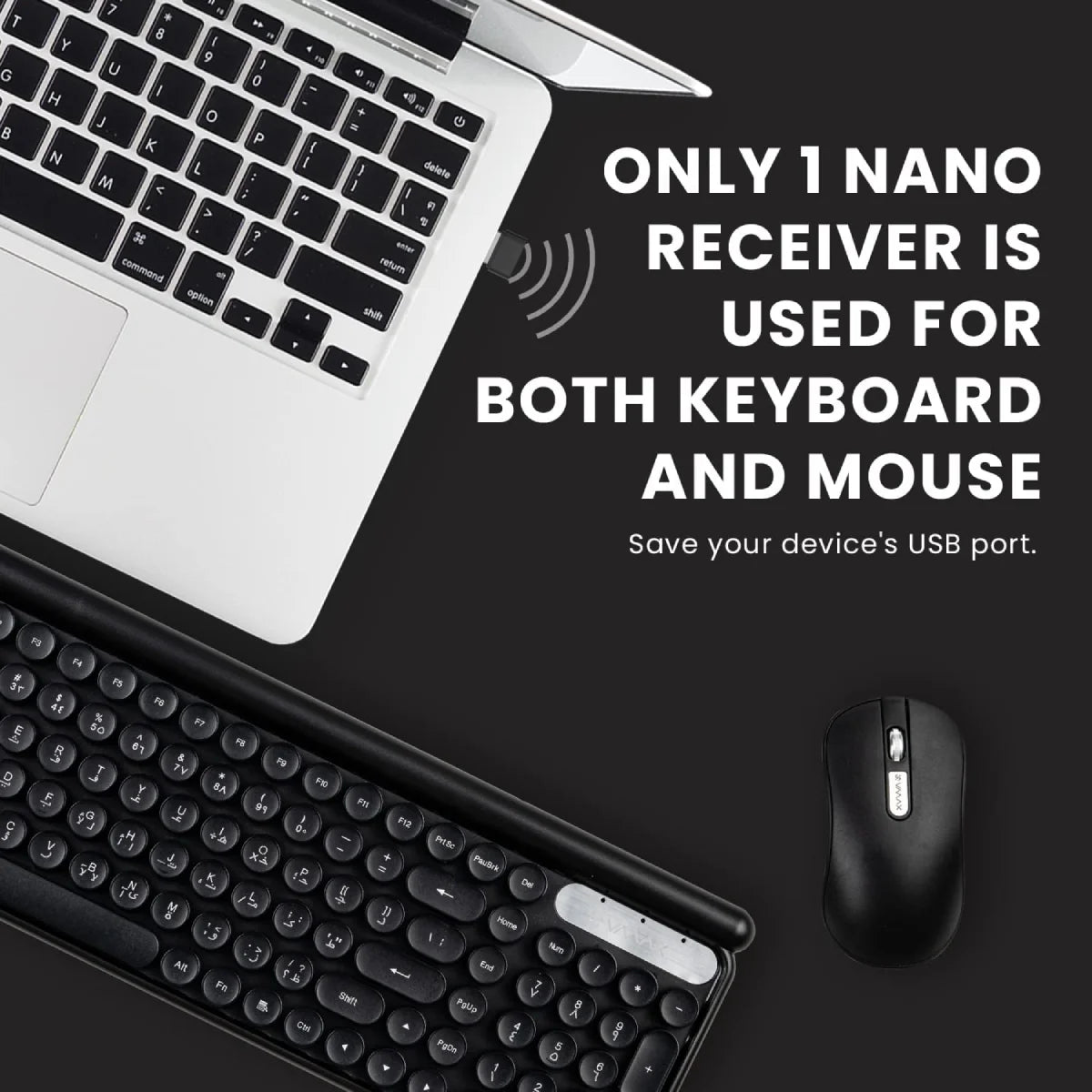 VMAX VIK-100 Retro Wireless Keyboard and Mouse Combo