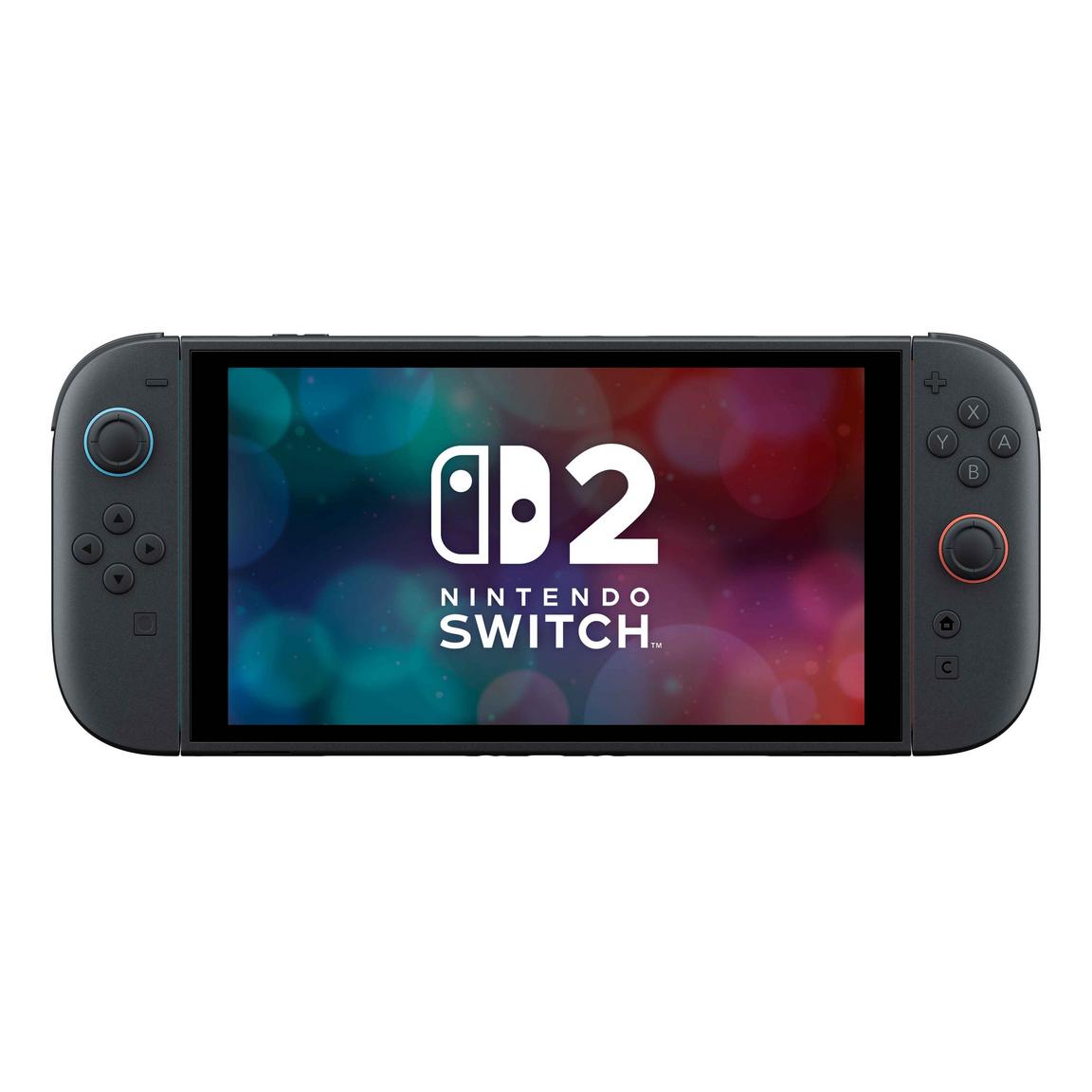 Nintendo Switch 2 console with Joy-Con 2 controllers in navy docked mode, localized for Qatar.