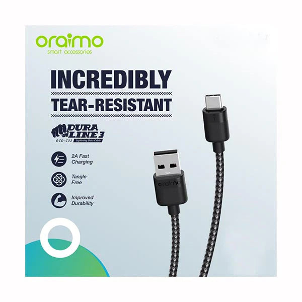 Oraimo Dura Line 3, Tear-resistant, Type-C to Type-C Data Cable, OCD-C32 - Black Oraimo Dura Line 3, Tear-resistant, Type-C to Type-C Data Cable, OCD-C32 - Black