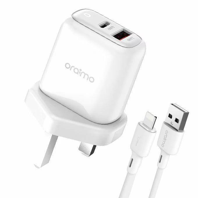 Oraimo 18W Fast Charger Kit With Lightning Cable Oraimo 18W Fast Charger Kit With Lightning Cable