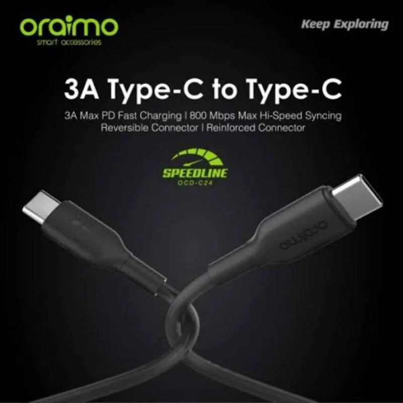 Oraimo OCD-154CC FastLine Type-C Super Fast Charging Data Cable - Black