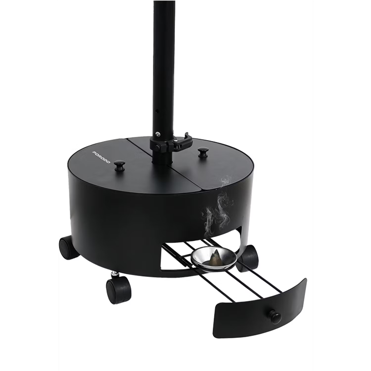 Porodo ESSENTIA Clothing Bakhour Hanger with Storage Tray & Wheels, 156cm Height, Hanger Hook Design, Easy-Move Base, Ventilation Holes, Sturdy Base, Bukhour Incense Burner Stand for Clothes (black)