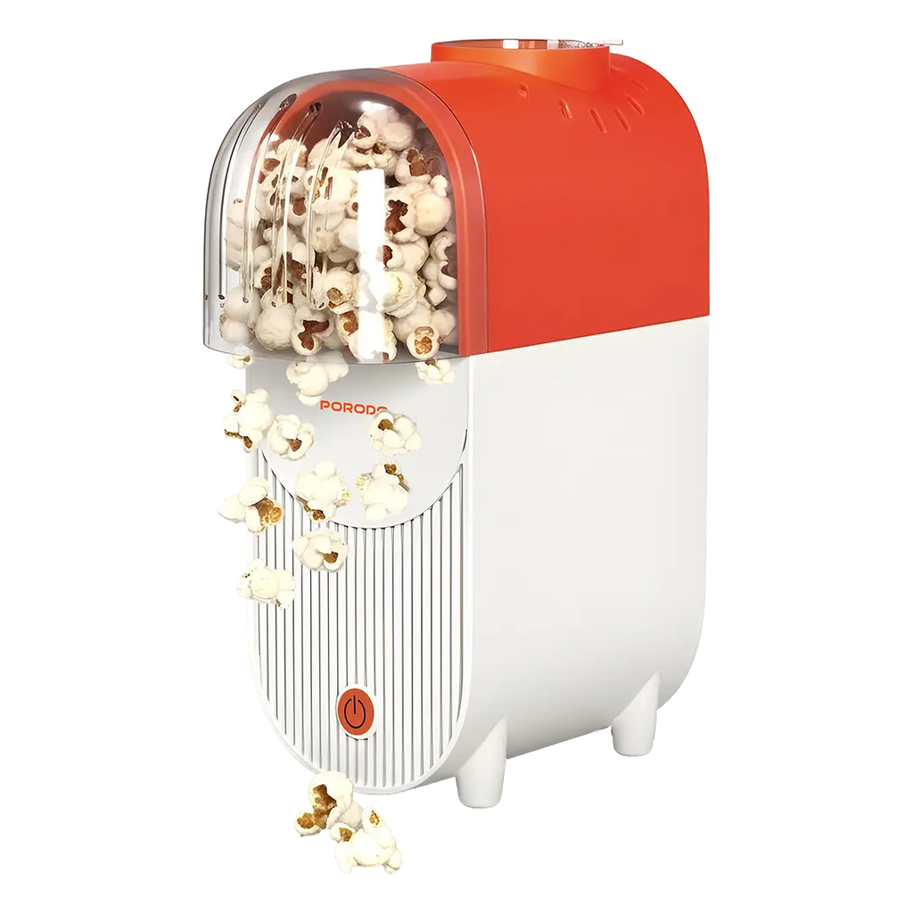 Porodo Lifestyle Popper Hot Air Popcorn Maker with Measuring Cup - White & Orange