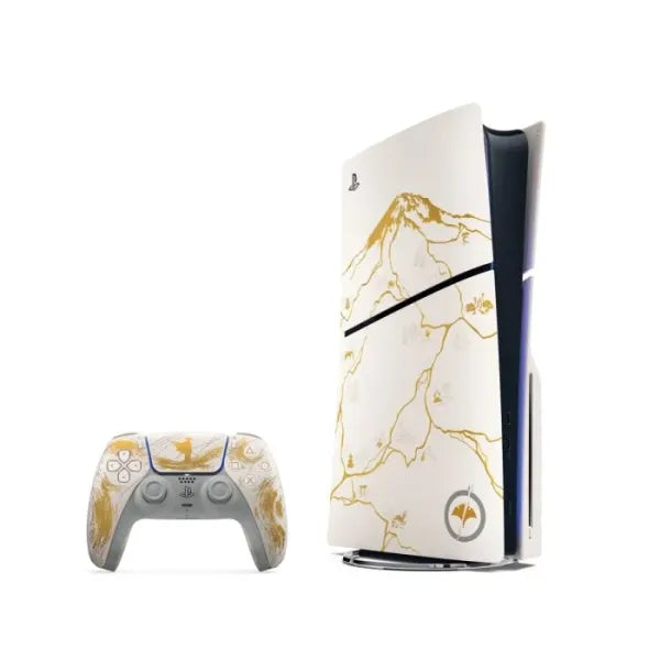 PlayStation 5 (PS5) Ghost of Yōtei Gold Limited Edition Console – exclusive gold design available for delivery in Doha, Qatar.