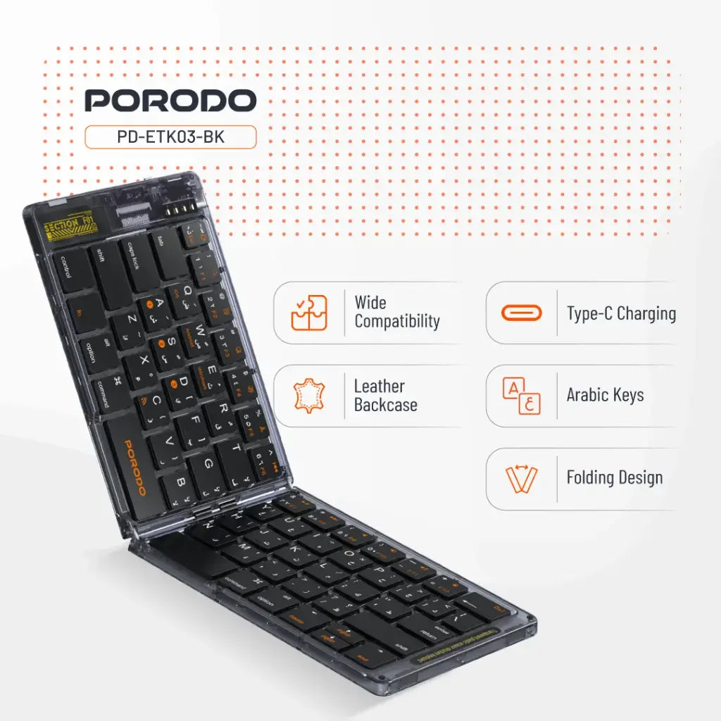 Porodo Crystal Shell Wireless Keyboard Porodo Crystal Shell Wireless Keyboard