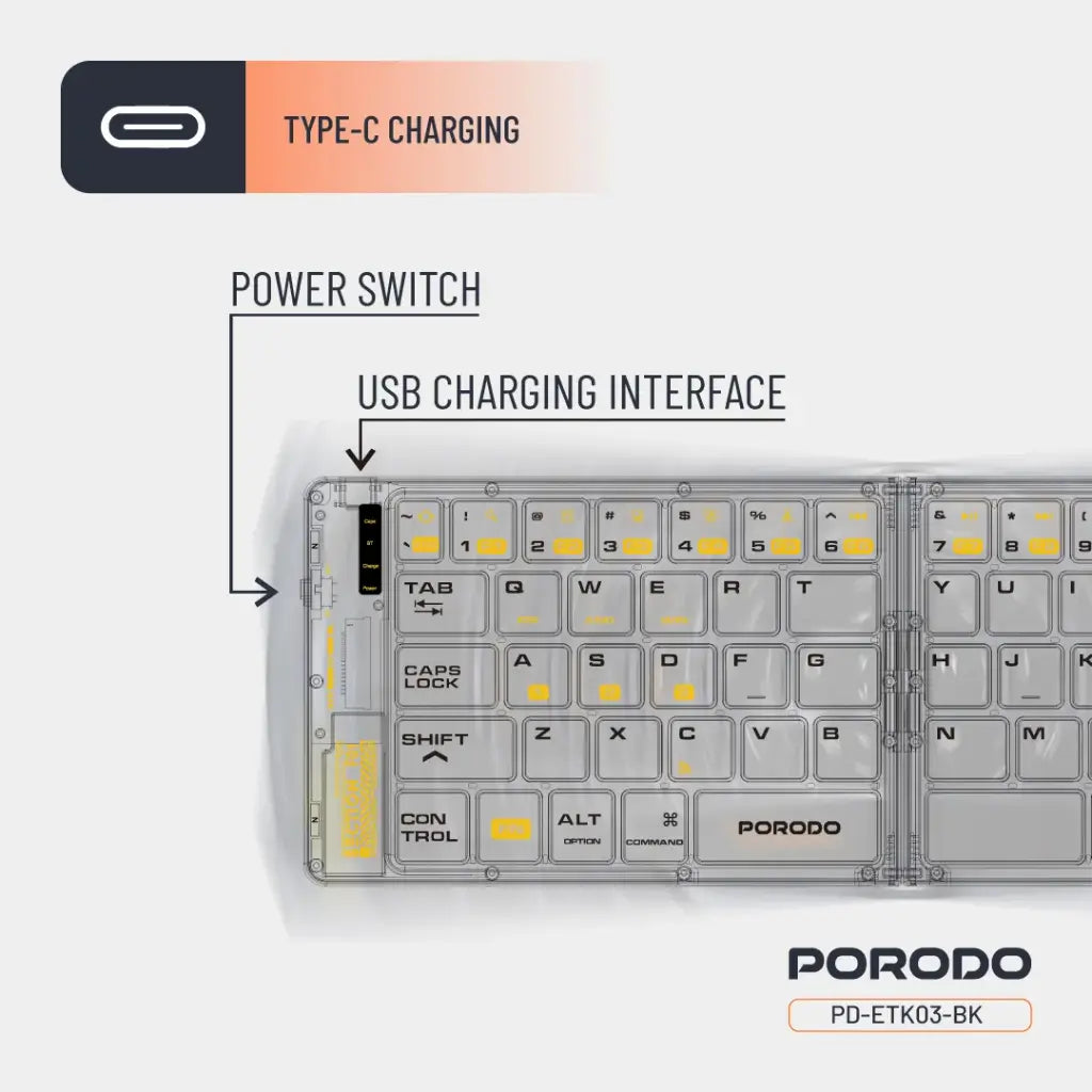 Porodo Crystal Shell Wireless Keyboard Porodo Crystal Shell Wireless Keyboard