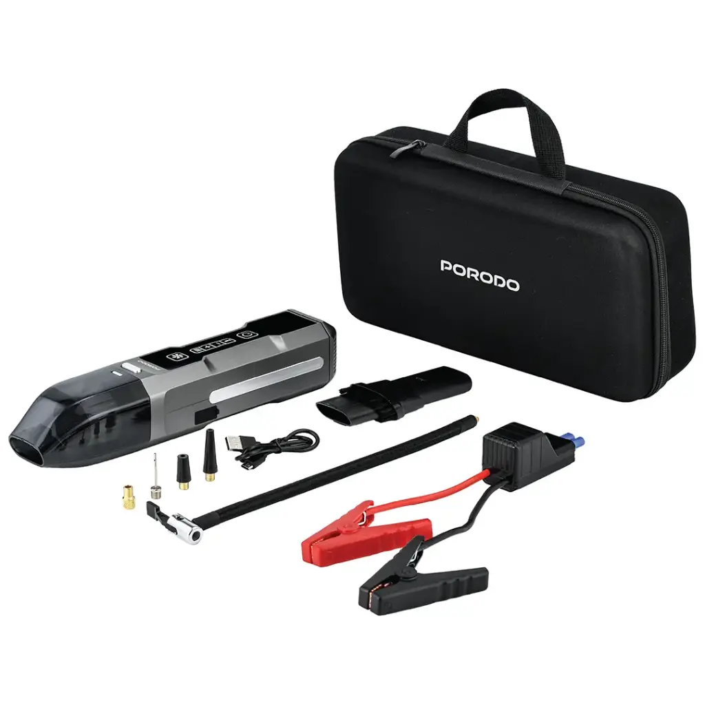 Porodo Ignatov Jump Starter & Air Pump with Handheld Vacuum & USB-C Recharge Black
