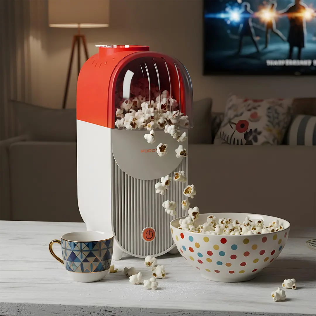 Porodo Lifestyle Popper Hot Air Popcorn Maker with Measuring Cup - White & Orange Porodo Lifestyle Popper Hot Air Popcorn Maker with Measuring Cup - White & Orange