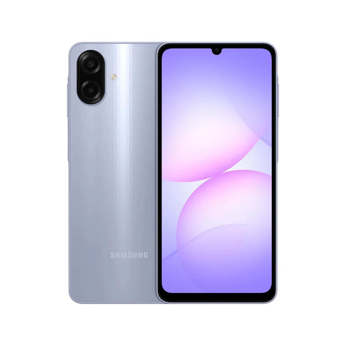 Samsung Galaxy A07 4G smartphone in Light Violet with 4GB RAM and 64GB storage, available in Qatar with stylish design and reliable performance.