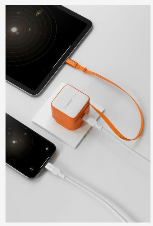 Momax 1-Charge 35W Gan 1 Port Charger With Built-In USB-C Cable - Orange