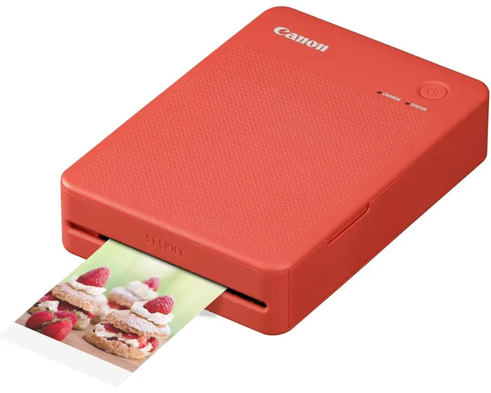 Canon Selphy Square QX20 Compact Photo Printer Red with Wi-Fi and 287x287 DPI printing, available for online purchase and delivery in Doha, Qatar.