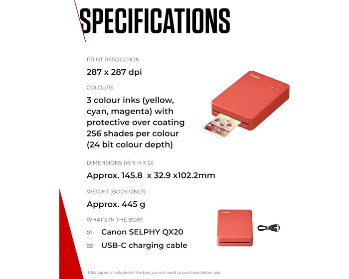 Canon Printer Selphy Square QX20 Red
