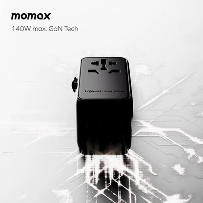 Momax 1-World Universal 4-Port Travel GaN Charger 140W + USB-C Cable