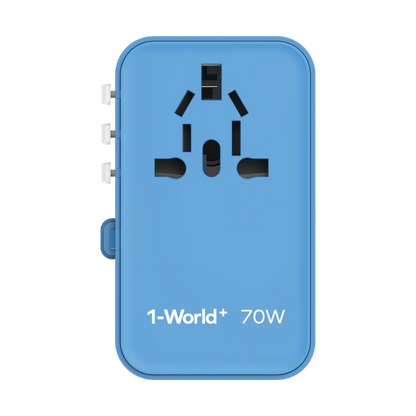 MOMAX 1-World+ 3-Port Travel GaN Charger With Built-in USB-C Cable 70W