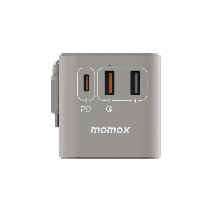 Momax1-World+ 3-Port Travel GaN Charger With Built-in USB-C Cable 70W