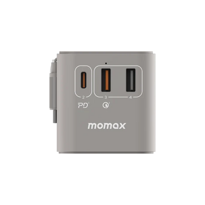 Momax1-World+ 3-Port Travel GaN Charger With Built-in USB-C Cable 70W