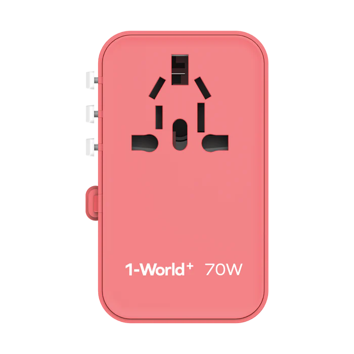 Momax 1-World+ 3-Port Travel GaN Charger With Built-in USB-C Cable 70W