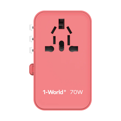 Momax 1-World+ 3-Port Travel GaN Charger With Built-in USB-C Cable 70W