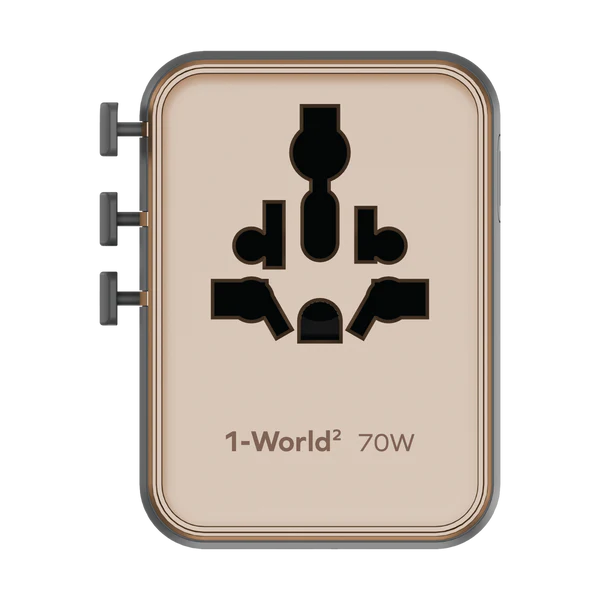 Momax 1-World² GaN 70W 5-Port USB-C AC Travel Adaptor - Desert Titanium Momax 1-World² GaN 70W 5-Port USB-C AC Travel Adaptor - Desert Titanium
