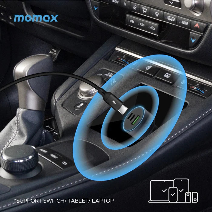 MOMAX MoVe 3-Port Car Charger 100W