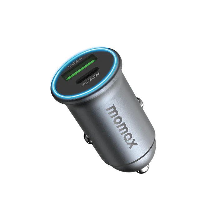Momax MoVe Dual-Port Car Charger 30W Momax MoVe Dual-Port Car Charger 30W
