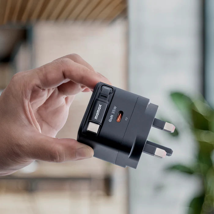 Momax 1-Charge+ 1-Port GaN Charger With Built-In USB-C Cable 35W