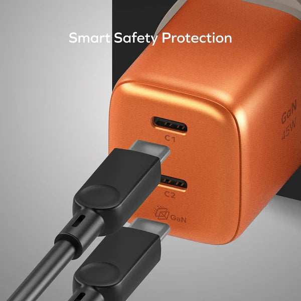 Momax 1-Charge 45W 2-Port GaN Charger - Orange Momax 1-Charge 45W 2-Port GaN Charger - Orange