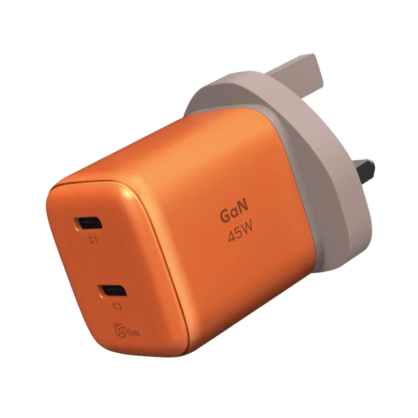 Momax 1-Charge 45W 2-Port GaN Charger - Orange Momax 1-Charge 45W 2-Port GaN Charger - Orange