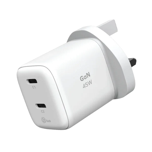 Momax 1-Charge 45W Dual USB-C GaN Charger - White