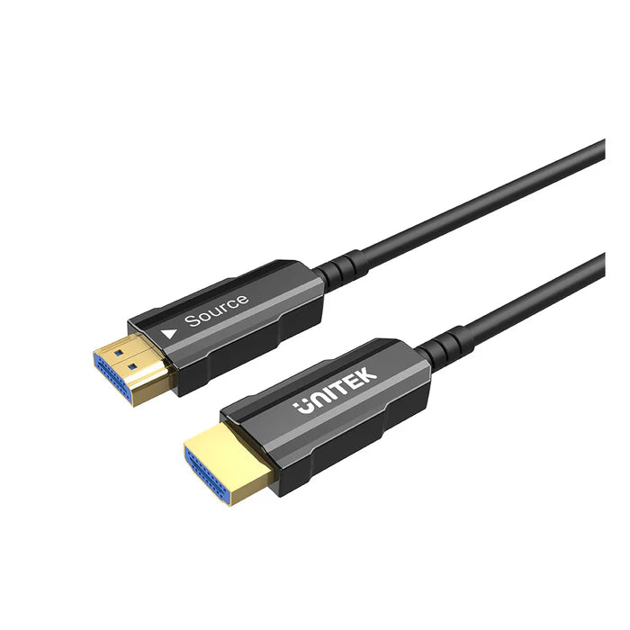 Unitek 25M HDMI Fiber Optic Cable supporting 4K 60Hz for long-distance UHD transmission – available in Qatar.