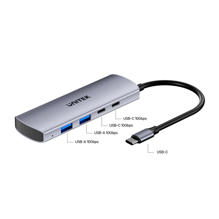 Unitek HUB Q4 4-in-1 10Gbps USB-C Hub with 2 USB-A & 2 USB-C Ports