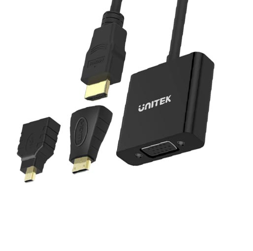 Unitek HDMI to VGA Converter (+Micro/Mini HDMI Adapter) Unitek HDMI to VGA Converter (+Micro/Mini HDMI Adapter)