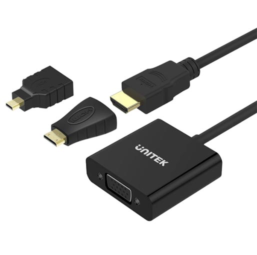 Unitek HDMI to VGA Converter (+Micro/Mini HDMI Adapter) Unitek HDMI to VGA Converter (+Micro/Mini HDMI Adapter)