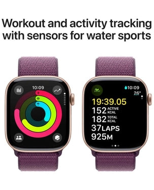 Apple Watch Series 10 GPS 46mm Rose Gold Aluminum Case with Plum Sport Loop - MWWV3