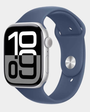 Apple Watch Series 10 GPS + Cellular 42mm Silver Aluminum Case with Denim Sport Band M/L - MWX43