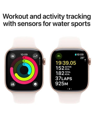 Apple Watch Series 10 GPS + Cellular 42mm Rose Gold Aluminium Case with Light Blush Sport Band - S/M