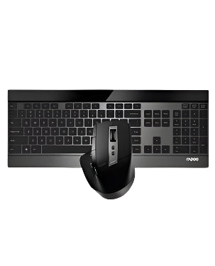 Rapoo 9900 M Multi-Mode Wireless Ultra-Slim English Keyboard & Mouse - Black Rapoo 9900 M Multi-Mode Wireless Ultra-Slim English Keyboard & Mouse - Black