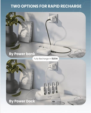 Moxedo Combo 5x 10,000mAh Power Bank with Charging Dock – 20W PD Built-In Type-C Cable (White)