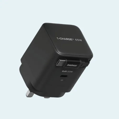 Momax 1-Charge GaN Travel Charger | 65W | GaN Technology | Built-In USB-C Cable | UM76UKD - Black