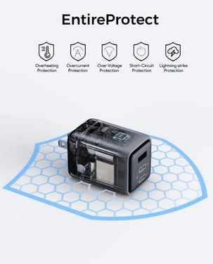 AUKEY Comet Mix 3 Wall Charger | Gan Technology | PD | 67W | USB-C | PA-C3 - Gray