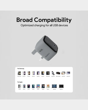 Aukey Comet 45W PD Wall Charger with GaN Technology PA-C2 Gray Aukey Comet 45W PD Wall Charger with GaN Technology PA-C2 Gray