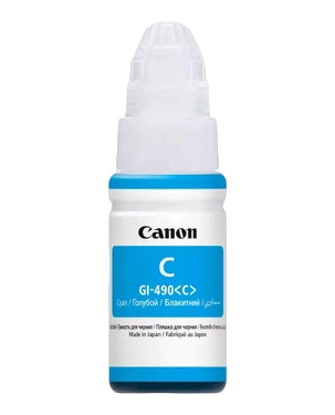 Canon GI-490 Cyan Ink Bottle 70ml – genuine Canon refill ink available for delivery in Doha, Qatar.