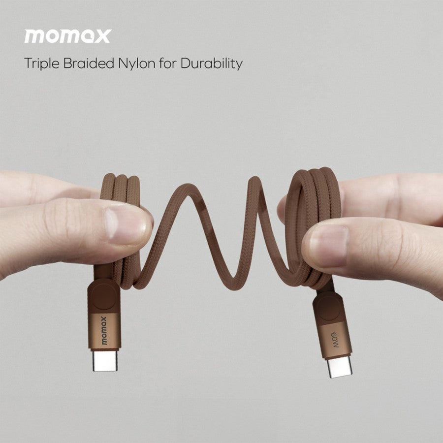 Momax 1-Charge Gan 30W 1 Port Charger + 60W USB-C To USB-C Magnetic Cable 1M - Rose Gold