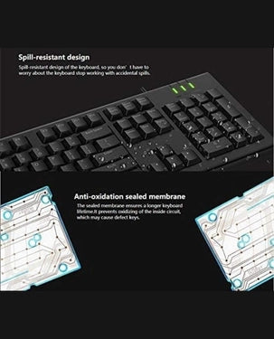 Rapoo NK1900 Wired USB Keyboard | Spill Resistance | One Touch Multimedia Keys | English-Arabic Keyboard - Black