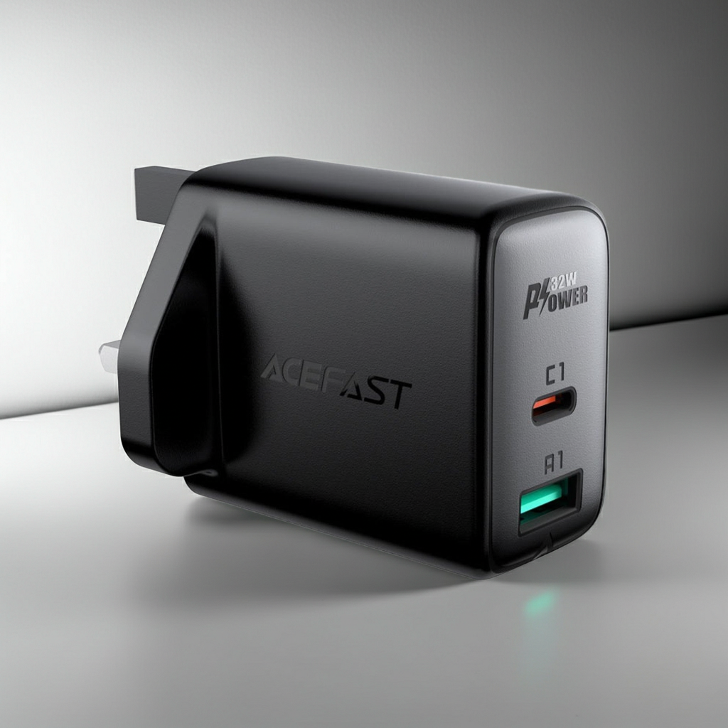 Acefast A8 PD32W(usb-c+usb-a) dual port charger- black