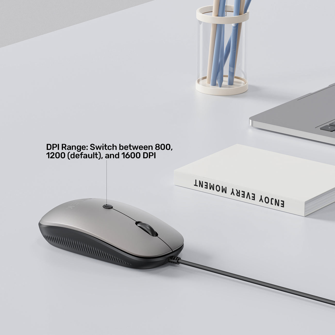Unitek SlimTrack Wired Mouse - Adjustable 1600 DPI