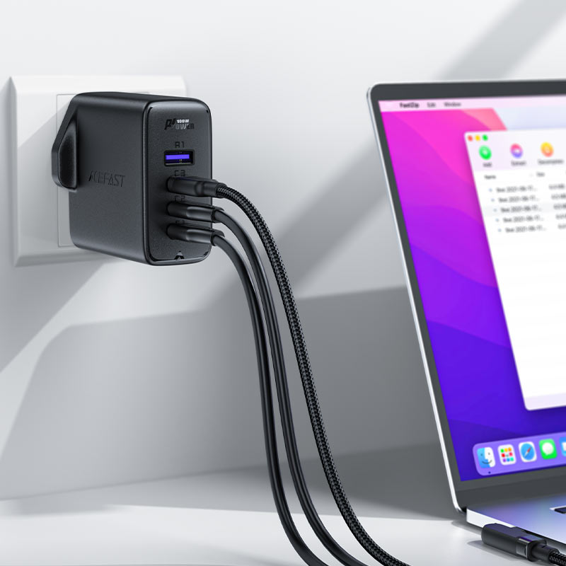 Acefast Fast Charge Wall Charger A40 PD100W GaN (3xUSB-C + USB-A) UK Acefast Fast Charge Wall Charger A40 PD100W GaN (3xUSB-C + USB-A) UK