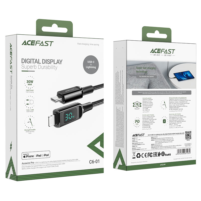 Acefast Charging Data Cable C6-01 USB-C to Lightning Acefast Charging Data Cable C6-01 USB-C to Lightning