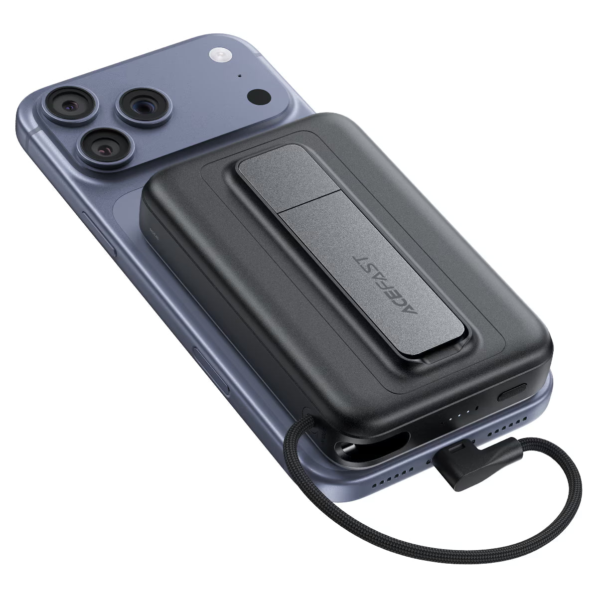 Acefast M24 Magnetic Power Bank 10000mAh with Built-in Cable - Black