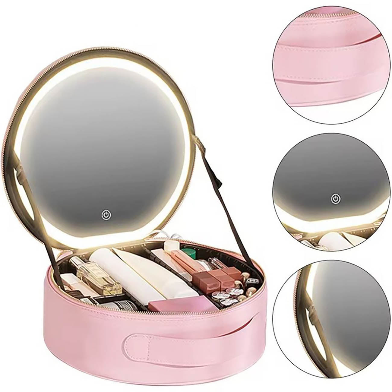 Green Lion Makeup Bag with LED Mirror Light 3 Brightness Levels Water-Resistant